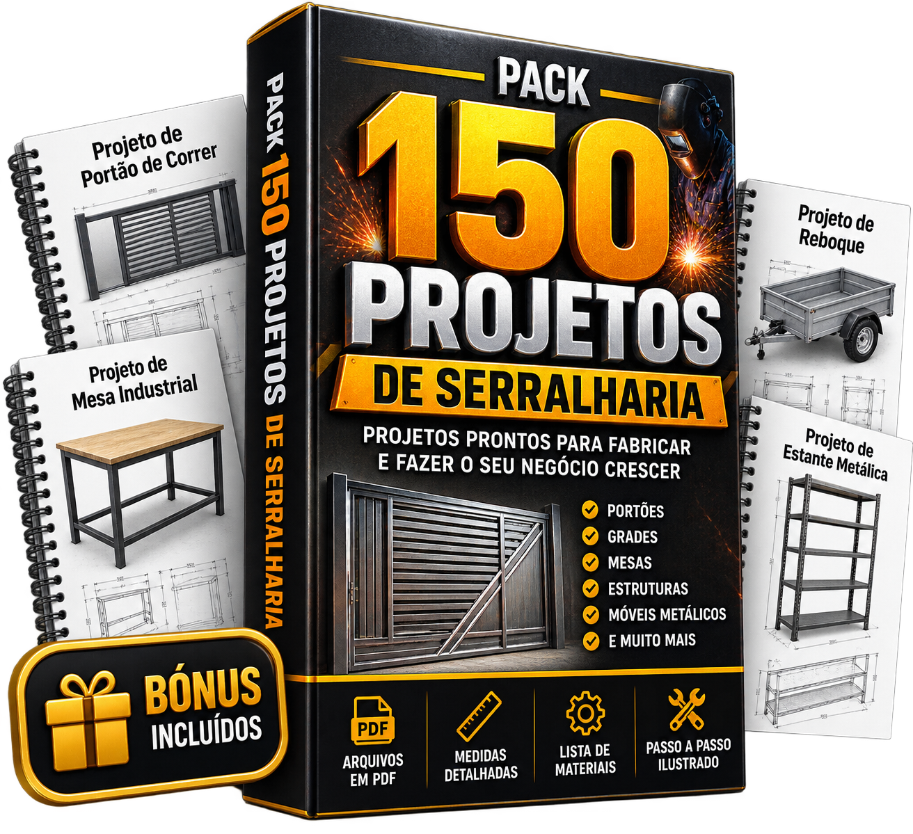 Pacote do Plano Básico com 150 projectos de serralharia